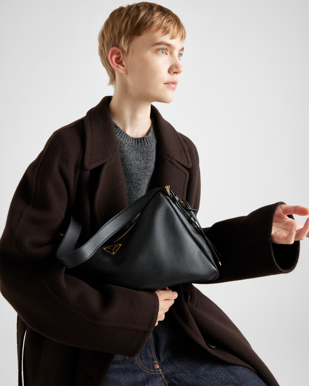 Prada Aimée large leather shoulder bag